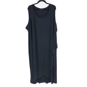 Roamans Maxi Dress Sleeveless Draped Scoop Neck Stretch Black Size 28W